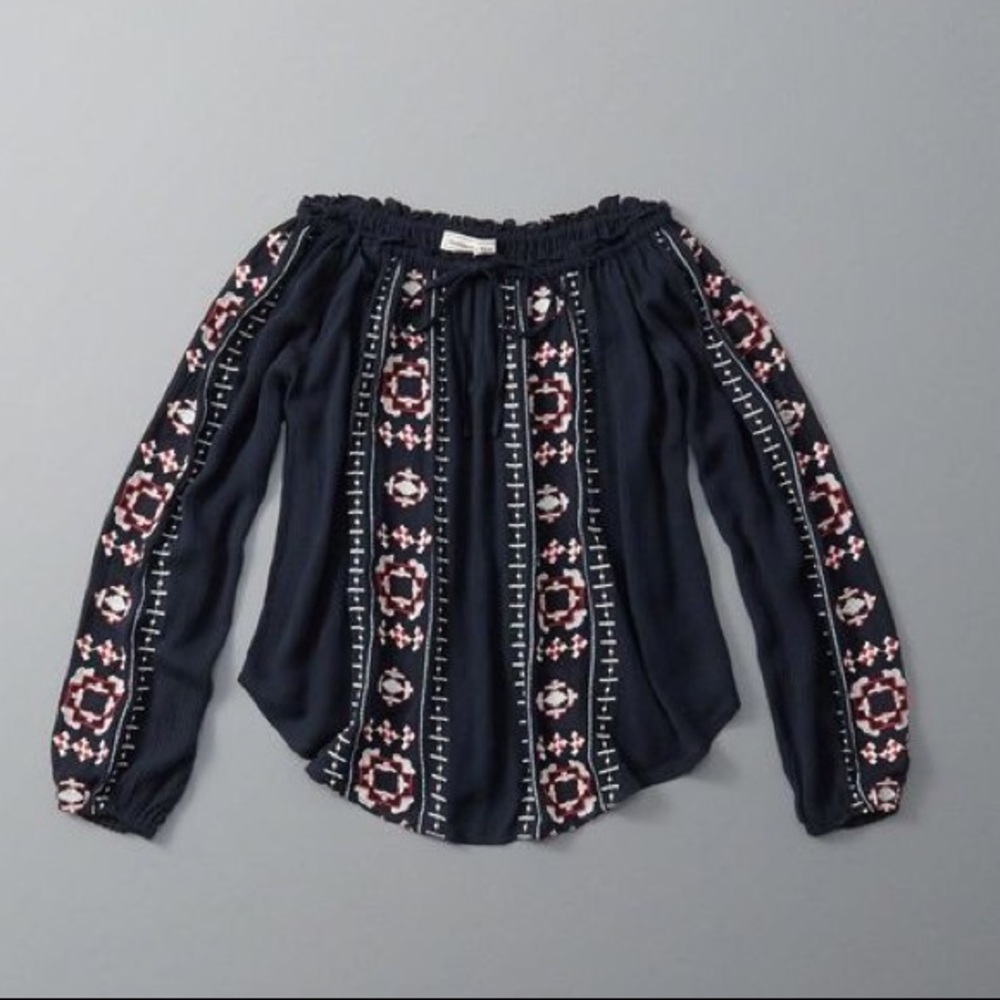 A&F Embroidered Off the Shoulder Blouse